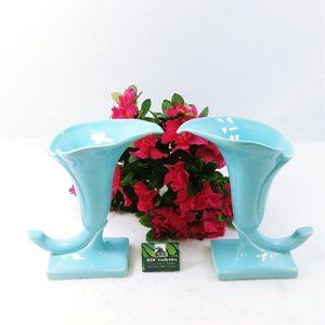 Calla Lily Vase Hollywood by California Art Products Retro Set of 2 Blue